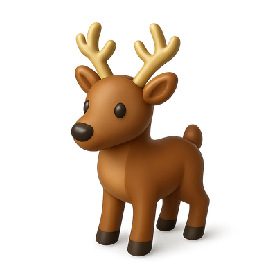 Adorable 3D Buck Icon with Antlers and Smooth Finish