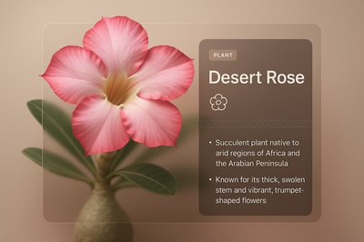 Stunning 3D Design of Desert Rose with Integrated Information Panel