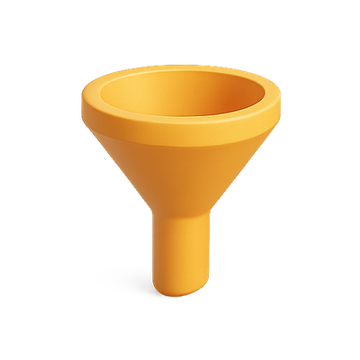 Single Orange Funnel on a White Background