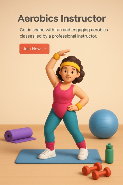 Engaging 3D Illustration of an Aerobics Instructor