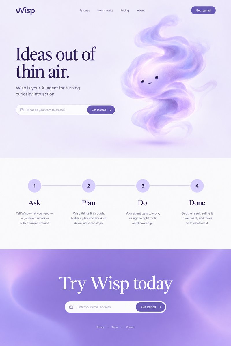 Creative AI agent landing page