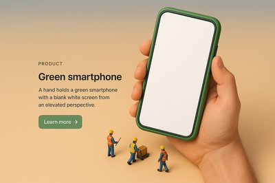 Elevated View of a Green Smartphone in Hand
