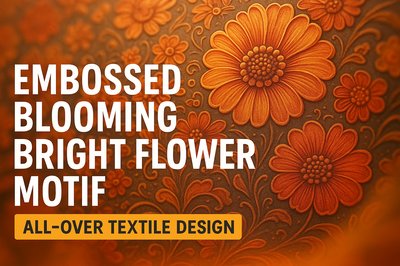 Embossed Floral Textile Design with Vibrant Colors