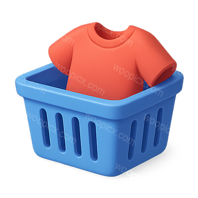3D Laundry Basket Icon with T-shirt