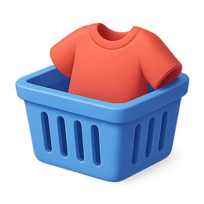 3D Laundry Basket Icon with T-shirt