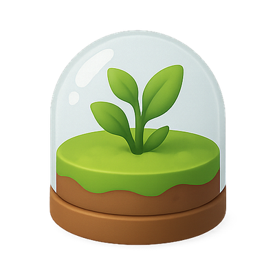 Stylized Plant in Glass Dome Illustration