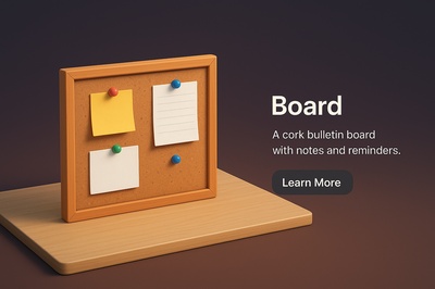 Realistic 3D Scene of a Cork Bulletin Board