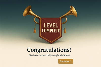 Stylish Trumpets with Flag Celebrating Level Completion