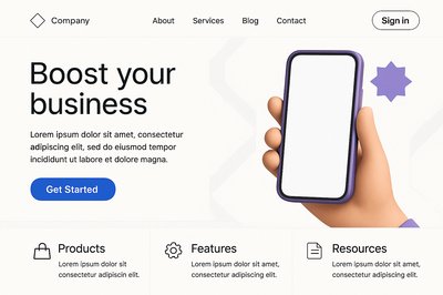 Stylized Landing Page Featuring a Phone