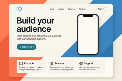 Modern Geometric Landing Page Design with Call to Action