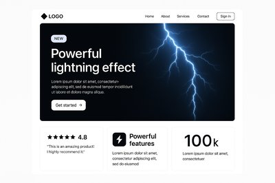 Modern Landing Page with Lightning Effect and Features