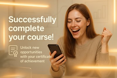 Celebratory Course Completion Announcement with Engaging Design