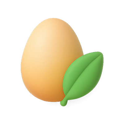 Minimalistic Egg Icon with Leaf Design