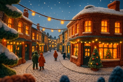 Woolly Christmas Scene in Shoreditch, London