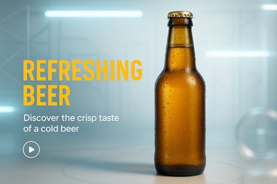 Promotional Beverage Advertisement Featuring a Cold Beer Bottle