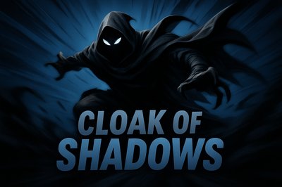 Dynamic Cloak of Shadows Illustration with Bold Typography