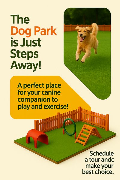 Promotional Poster for Local Dog Park with Playful Design