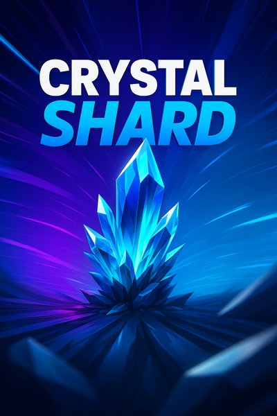Dynamic Crystal Shard Illustration with Bold Typography