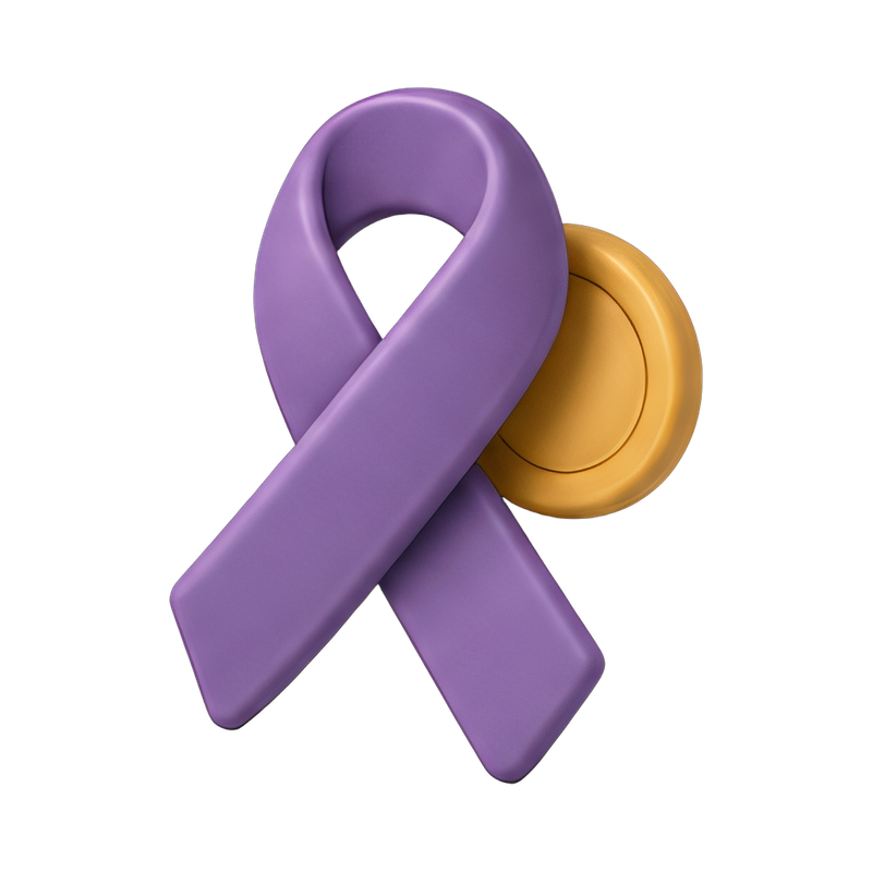 Charity ribbon pin on fabric