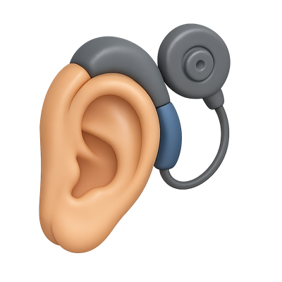 Realistic 3D Ear Icon with Headphones Design