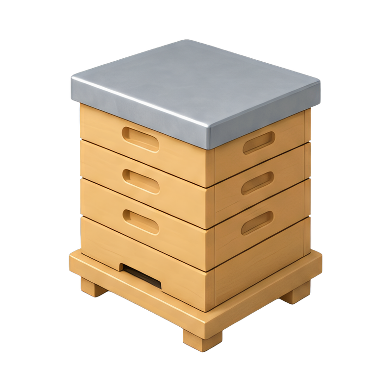 stacked langstroth beehive boxes
