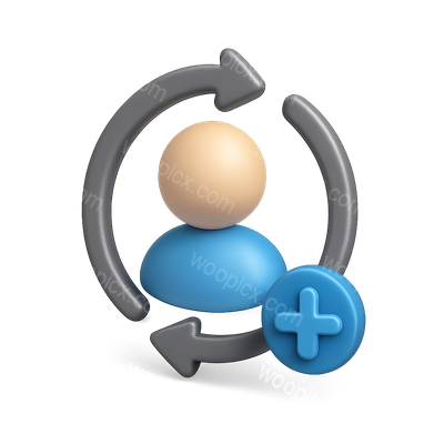 3D User Profile Update Icon with Refresh Arrows