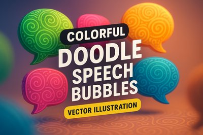 Colorful Doodle Speech Bubbles Vector Illustration