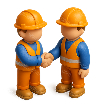 Construction Workers Handshake Icon in 3D Style
