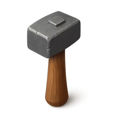 3D Icon of an Iron Age Forge Hammer in Isometric View