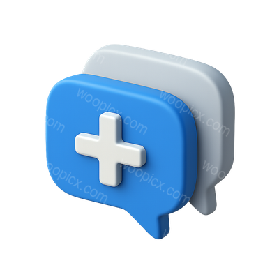 3D Speech Bubbles Icon with Plus Symbol