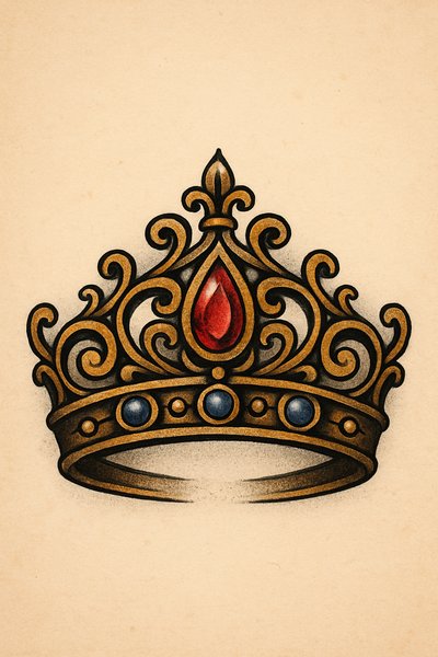 Elegant ornate crown illustration with jewels and intricate design