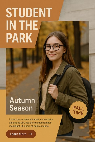 Autumn Walks: Student Girl in Park