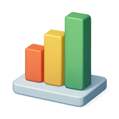 Colorful 3D Bar Chart Icon Representing Data Growth