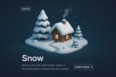Realistic 3D Snowy Landscape with Cozy Cabin