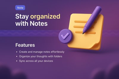 3D Illustration of Note-Taking Features for a Landing Page