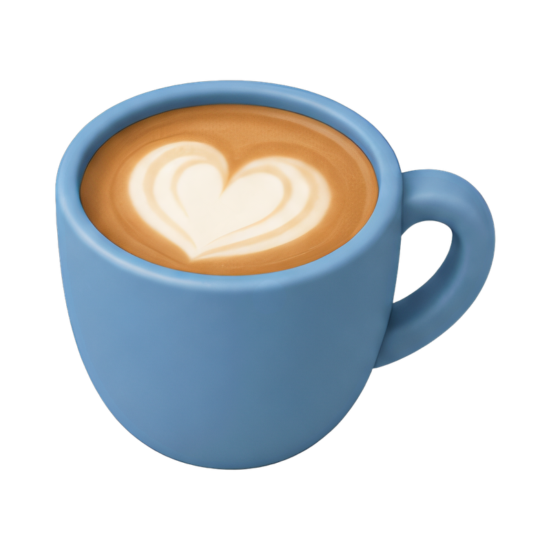 heart design on latte foam