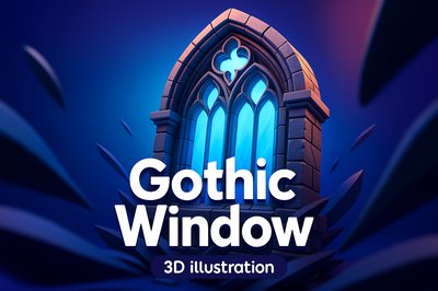 Dynamic 3D Illustration of a Gothic Window