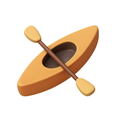 Colorful 3D Kayak Icon with Paddles