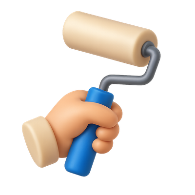 3D Hand Holding a Paint Roller Icon