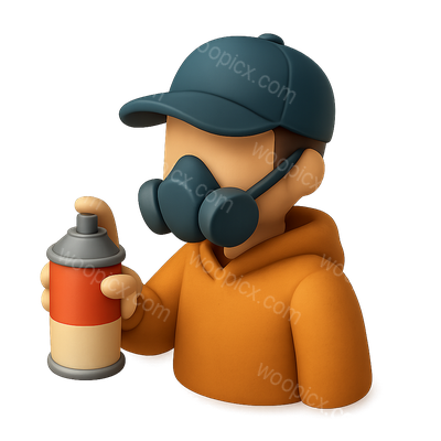 3D Graffiti Artist Icon with Spray Can in Isometric View