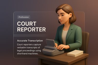 3D Illustration of a Court Reporter with Transparent Effects