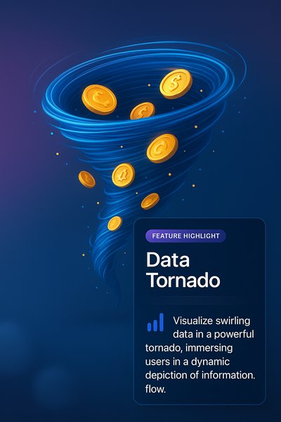 Dynamic Data Tornado with Glowing Coins