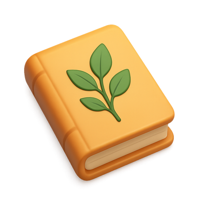 Stylish 3D Botanical Icon with Leaf Design