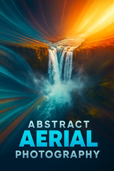 Vivid Aerial View of a Cascading Waterfall in Abstract Style
