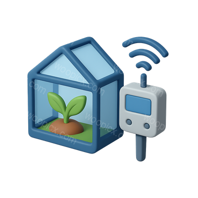 3D Smart Greenhouse Icon with Sensors