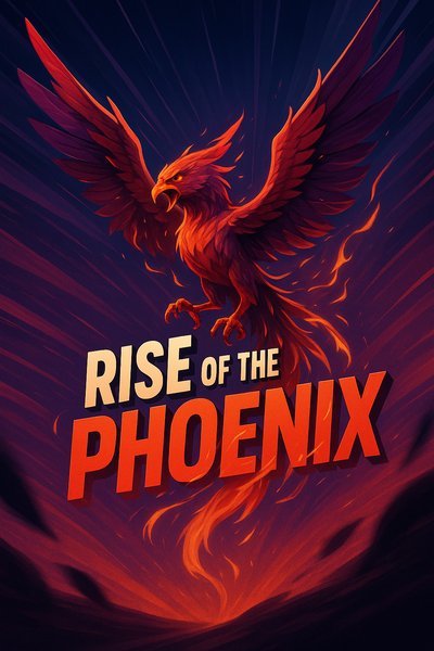 Dynamic Illustration of the Phoenix Rising with Bold Text