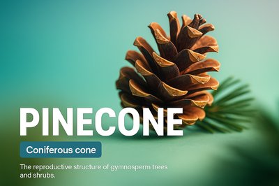 3D Illustration of a Pinecone with Gradient Background