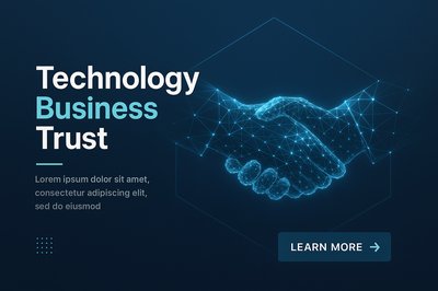 Glowing Wireframe Hands Handshake for Business Trust Concept