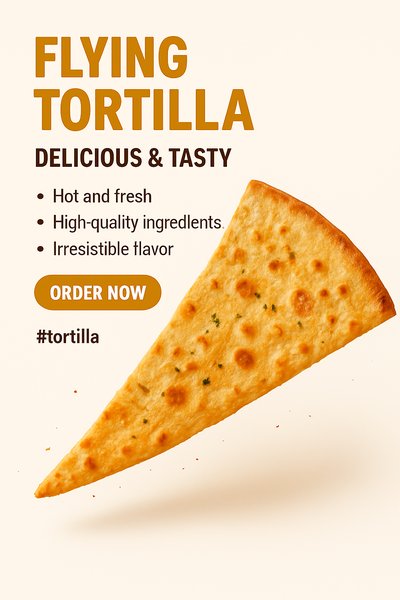 Promotional Food Graphic Featuring a Fresh Tortilla