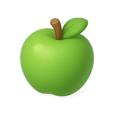 3D Illustration of a Green Apple